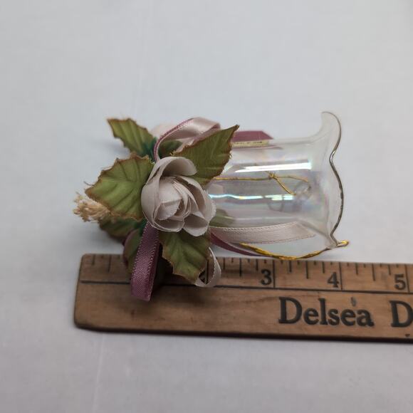 Lot Of 13 Victorian Style Iridescent Clear Glass Ornaments Ball Heart Bell - Picture 13 of 16